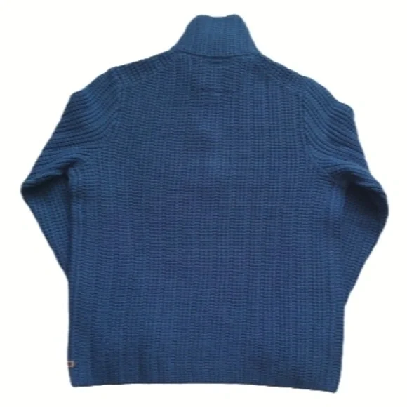 BANANA REPUBLIC Heritage Men's Quarter Button Pullover Mock Neck Sweater Blue